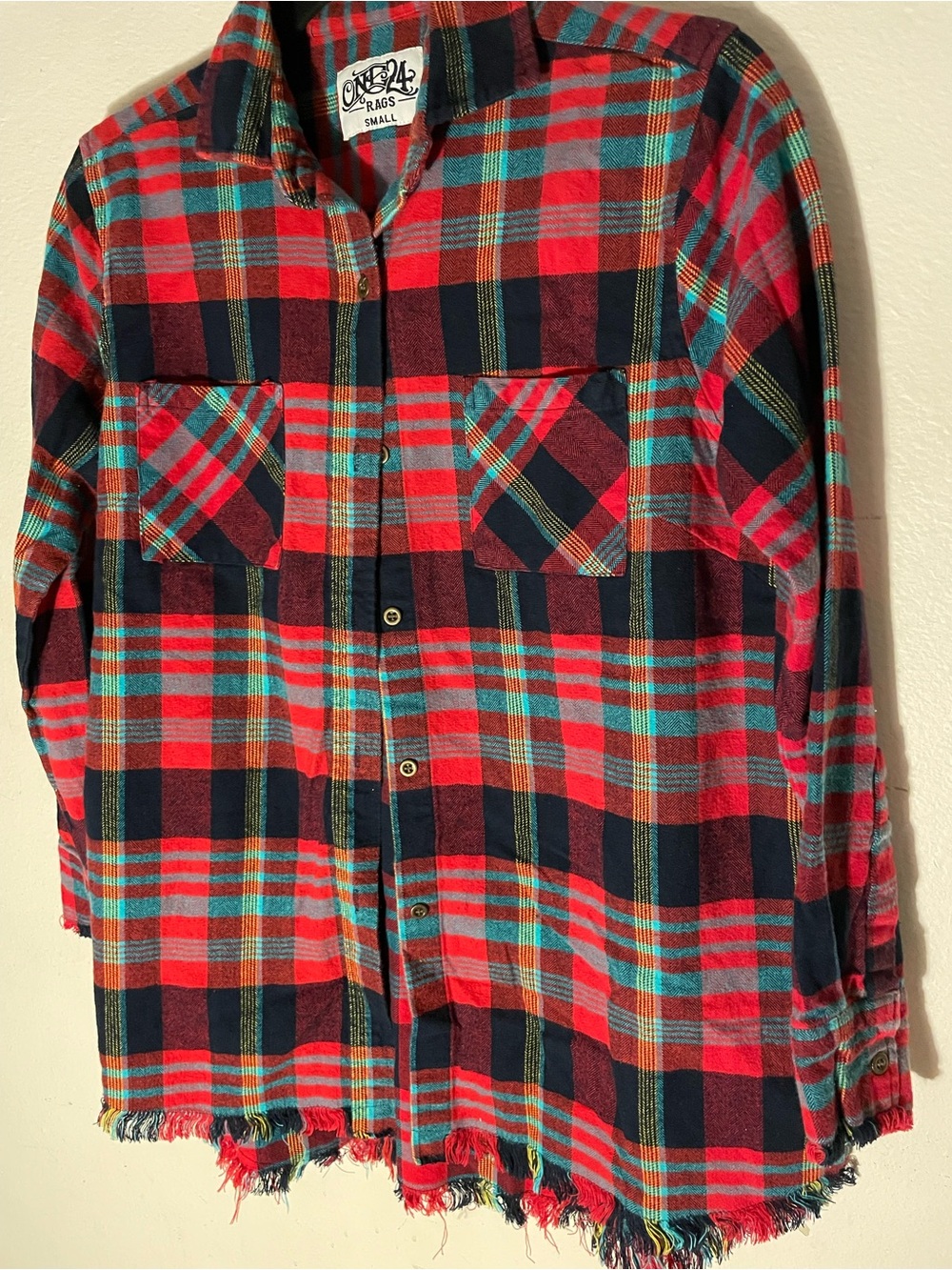 Cozy Red & Navy Plaid Button-Down Shirt
